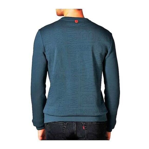 Official BMW AG Quilted Pullover Crewneck Sweatshirt - Blue - S - Picture 2 of 12